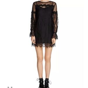 Maje Black Lace Long Sleeve Dress